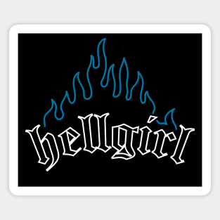 Hellgirl Aesthetic Goth Grl Grunge Design (Cyan Flames & White Text) Magnet